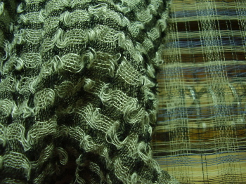 Classic Lotte Dalgaard collapse scarf design on loom and after finishing