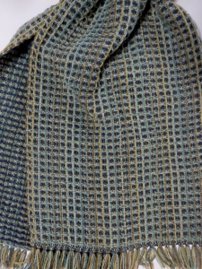 blue and green waffle weave
