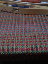 weaving with 2 shuttles enables the weaver to explore more complex interactions between colour and structure